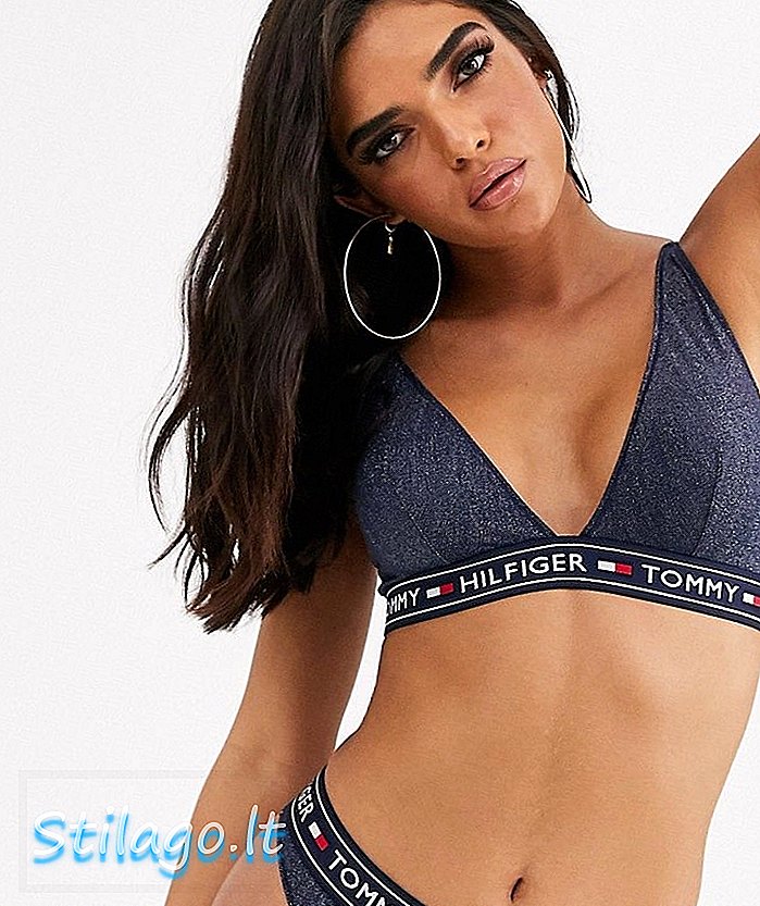 Tommy Hilfiger Authentic Holiday sparkle trekantet bralette i marineblå