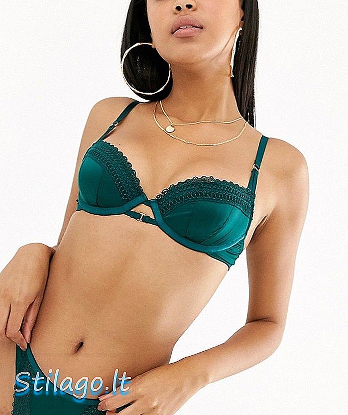 ASOS DESIGN Clio underwire vadderad BH med satin & spetsar-Grön