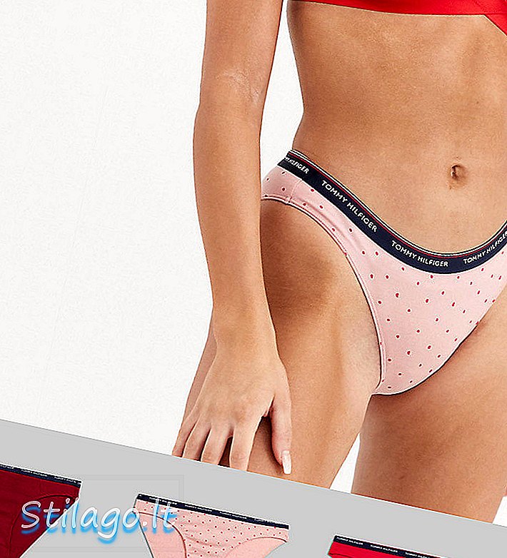 „Tommy Hilfiger“ 3 paketų medvilninės taškinės bikinio kelnaitės-daugialypės
