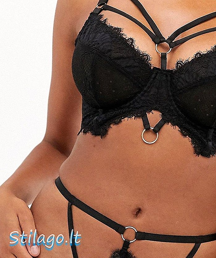 ASOS ڈیزائن Amyah strappy لیس thong پر سیاہ