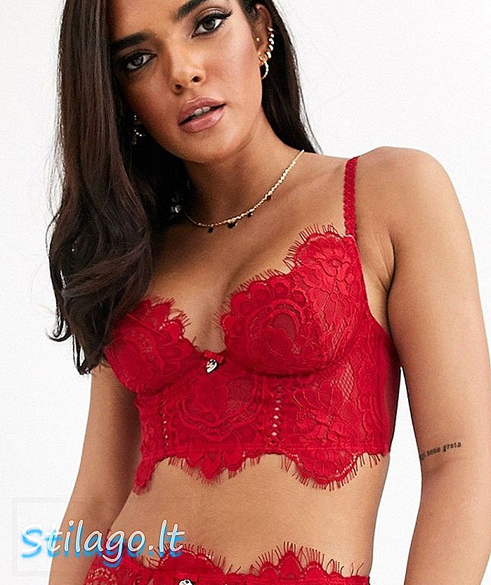 Lipsy Lonnie longline lace bra berwarna merah