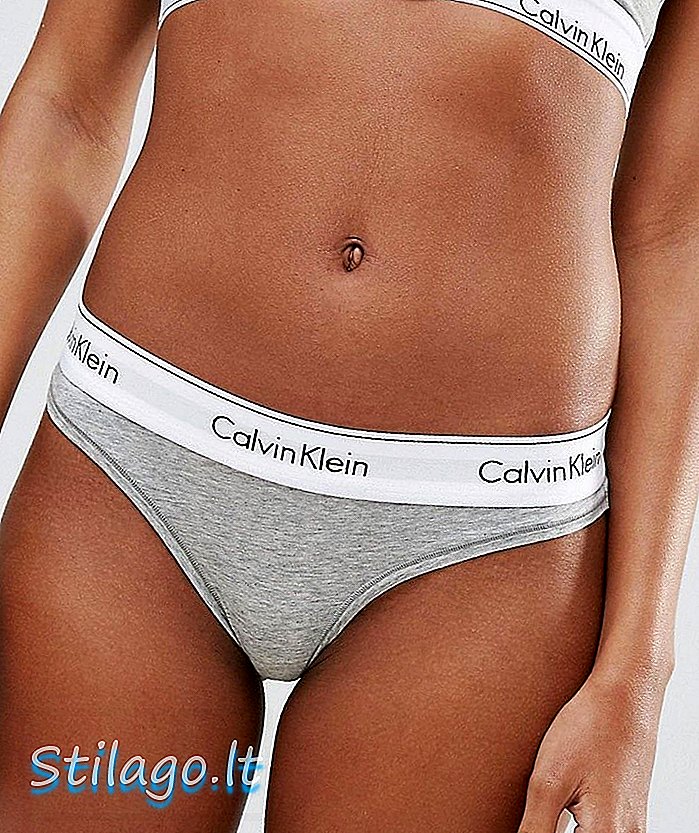 Calvin Klein современный хлопок стринги-серый