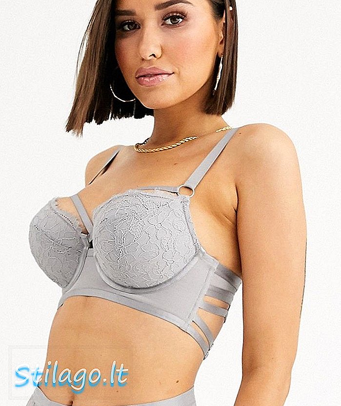 ASOS DESIGN Fuller Bust Masako strappy underwire bra-Grey