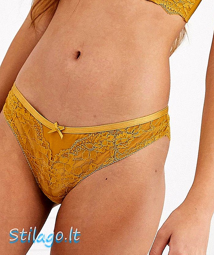 New Look lace brazilian brief in yellow yellow