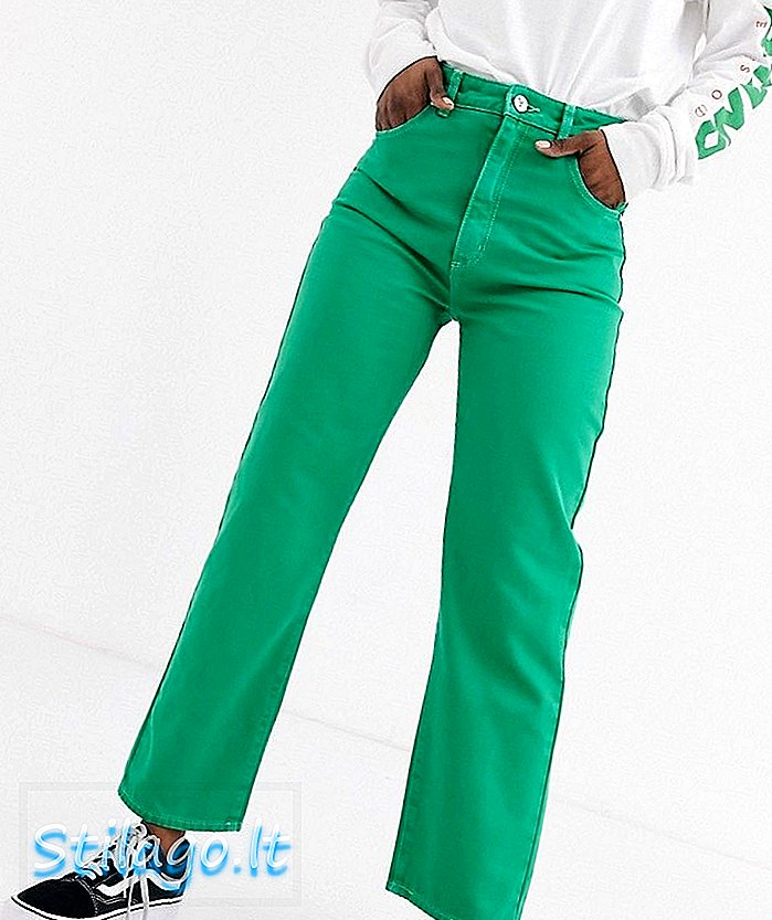 Abrand Venedik düz bacak renkli kot pantolon-Yeşil