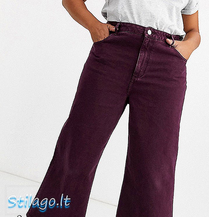 ASOS DESIGN Curve - Premium jeans met wijde pijpen in auberginepaars
