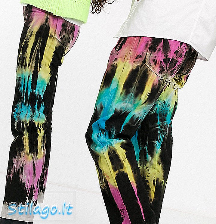 COLLUSION Unisex 90's fit kleurrijke tie dye straight leg-Multi