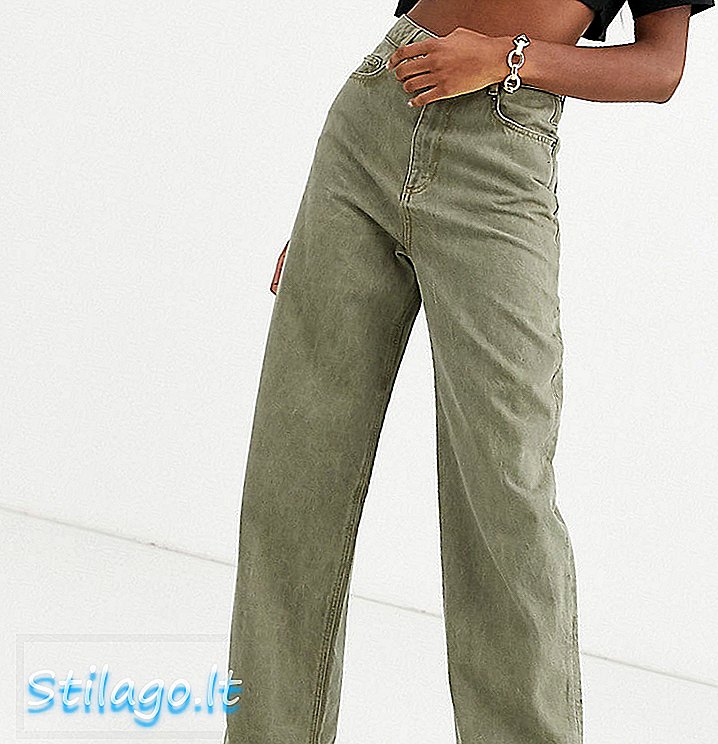 ASOS DESIGN Tall Výškové „uvolněné“ džíny pro táty v khaki-zelené