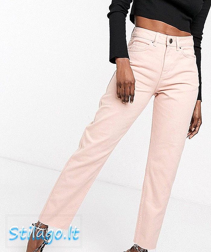 ASOS DESIGN Ritson Original Mom jeans dicuci berwarna merah jambu