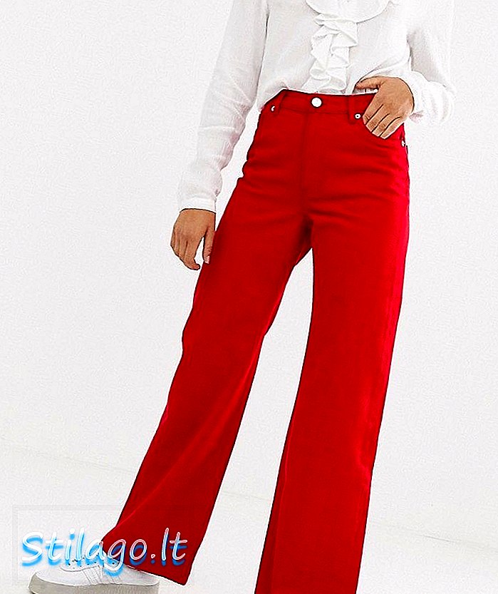 Široké džíny Monki Yoko s bio bavlnou v červené barvě