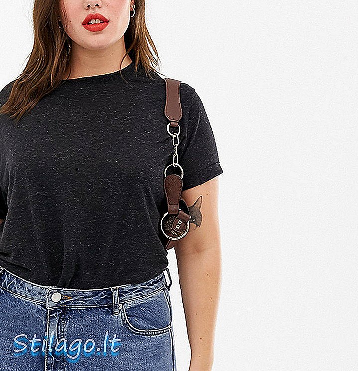 ASOS DESIGN Curve T-Shirt mit Rollärmel aus Leinenmischung in Schwarz