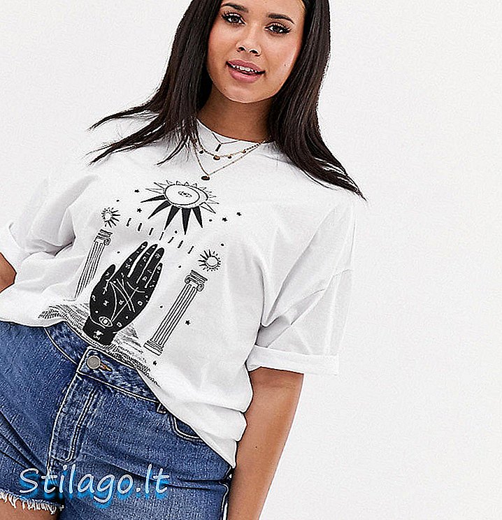 ASOS DESIGN Curve oversized T-shirt met zonnewende print-wit