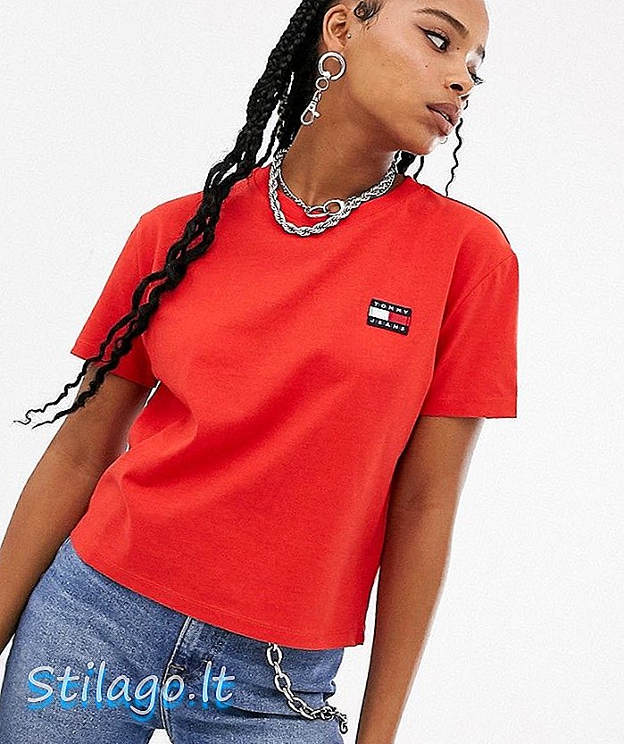 Tommy Jeans recyceltes Abzeichen Logo Tee-Rot