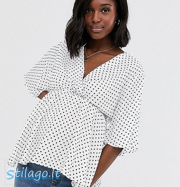 New Look Maternity flutter sleeve belted wrap top in white