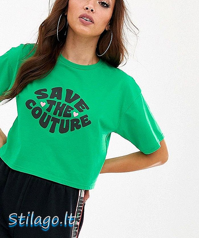 Juicy Couture salvar o slogan de alta costura boxy tee-Verde