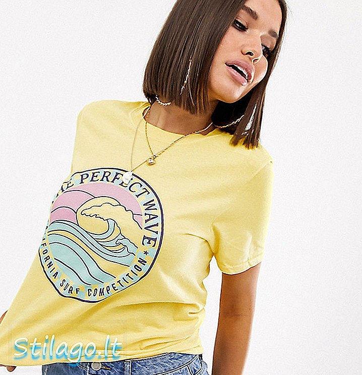 Missguided Exclusive surf grafikus póló, sárga