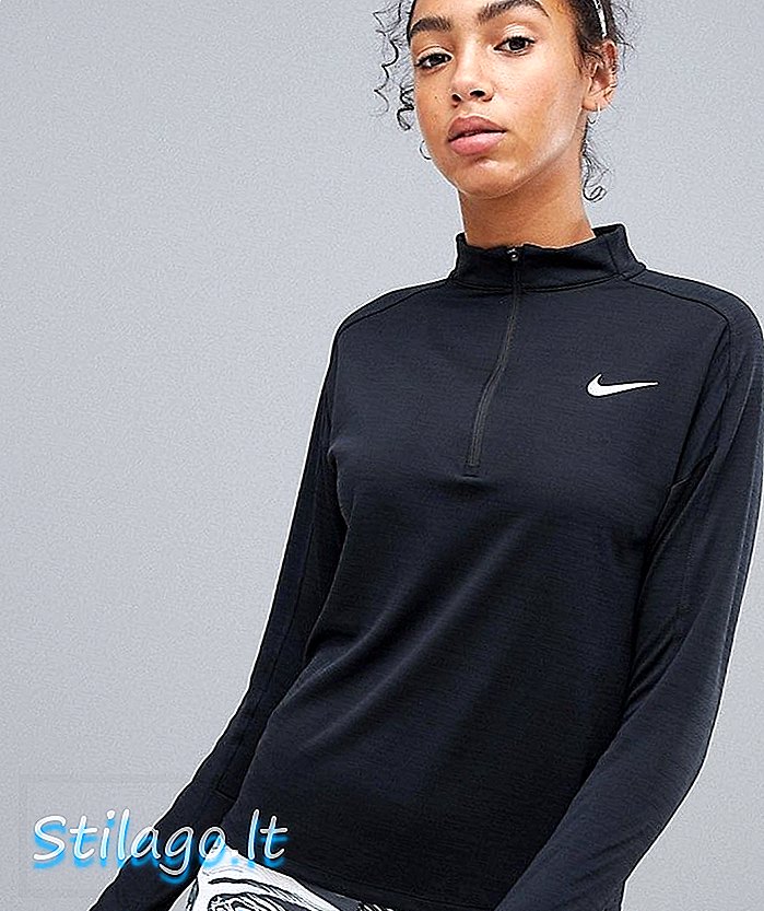 Nike futó félig cipzáras felső, fekete színű
