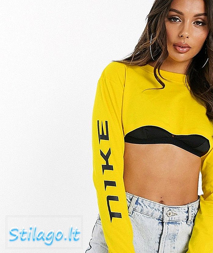 Camisola de colheita super amarela de manga comprida Nike
