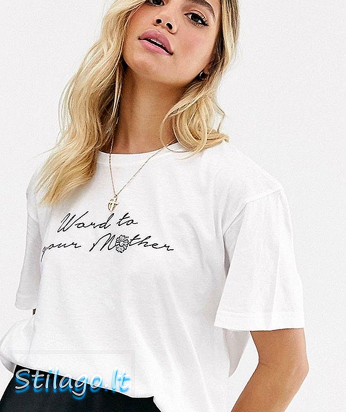 Daisy Street afslappet t-shirt med ord til din mor grafik i organisk bomuld-hvid