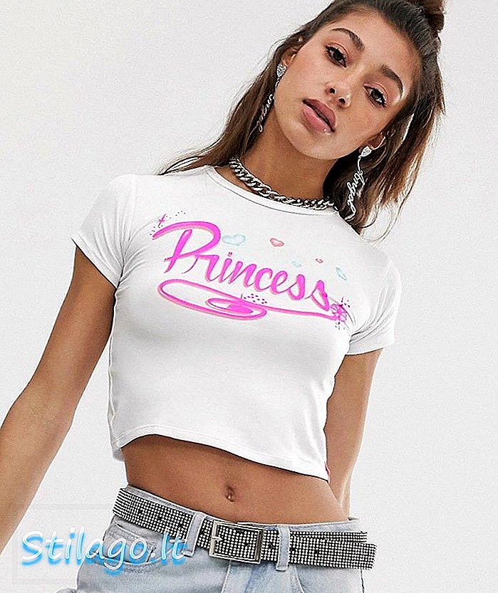 O Mighty 90's t-shirt met oversized prinses graphic-White