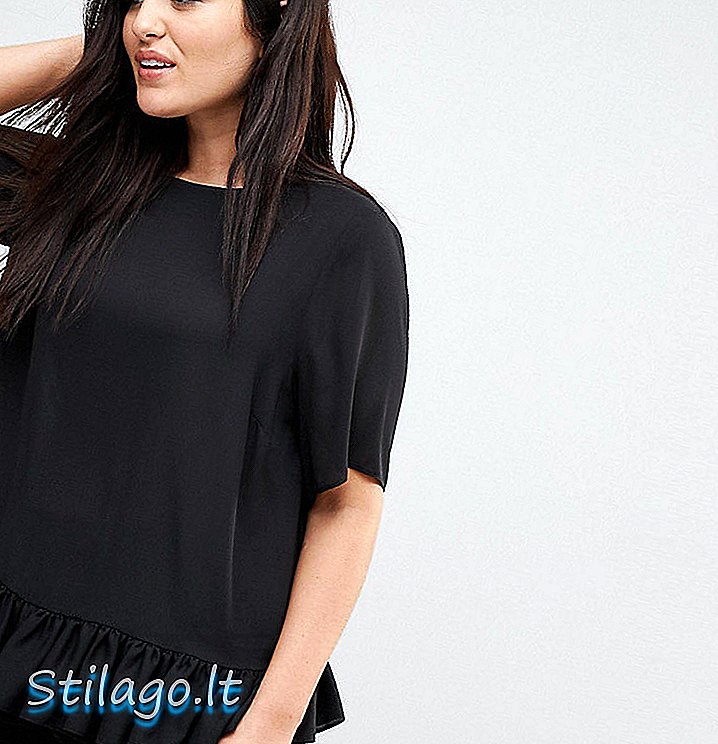 Черная плетеная футболка с рюшами и подолом ASOS DESIGN