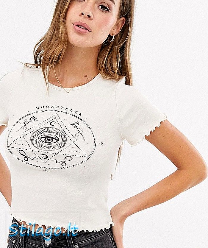 New Look tee-shirt à slogan moonstruck blanc cassé-Stone