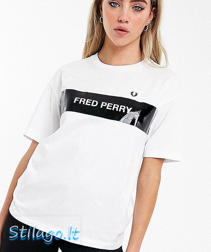 Fred Perry Logo Streifen T-Shirt Weiß