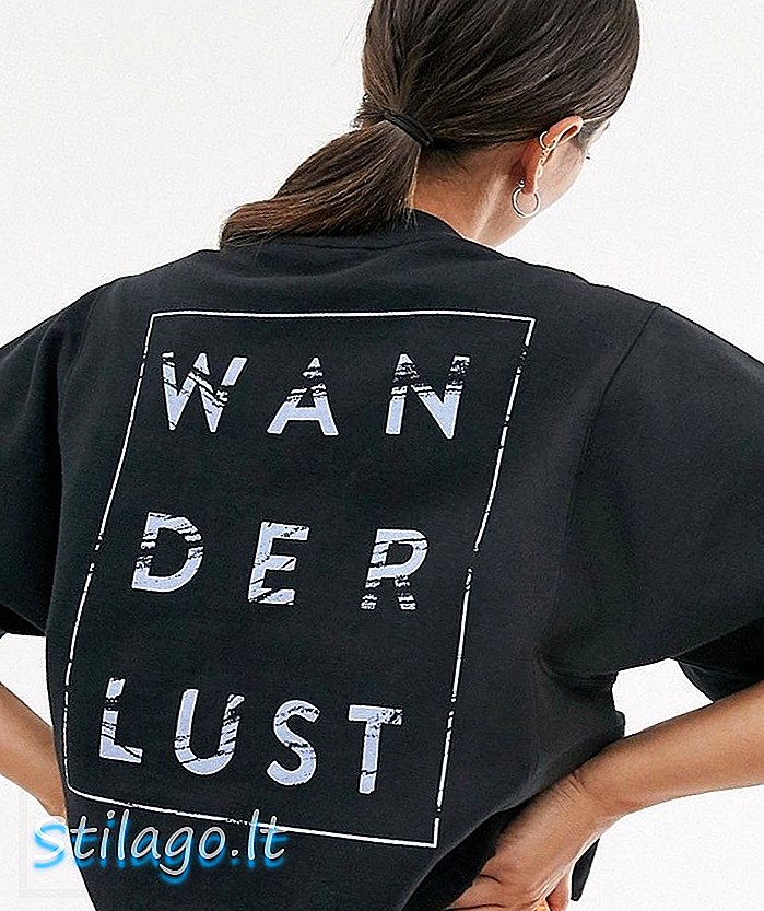 тениска adidas wanderlust с лого на гърба-Черен