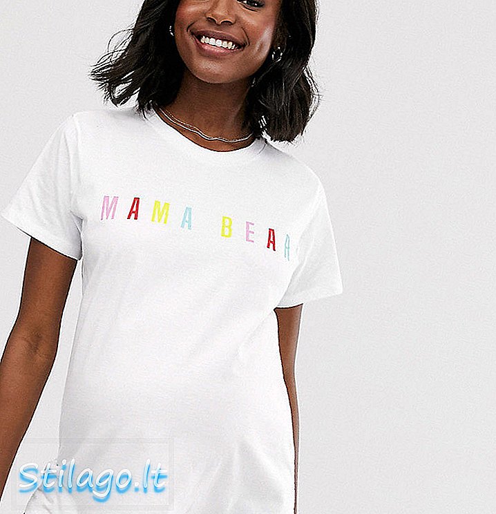 ASOS DESIGN 레인보우 화이트 마마 베어 임산부 티셔츠