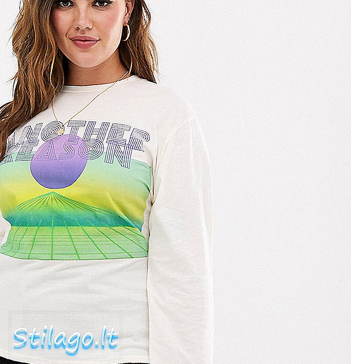 Un'altra t-shirt a manica lunga Reason Plus con futuristica grafica-Beige