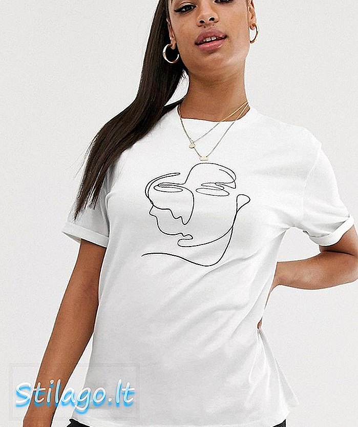 T-shirt z nadrukiem na twarzy w kolorze białym