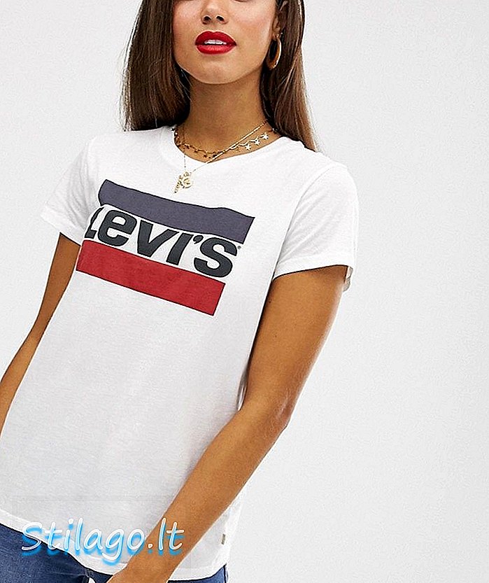 Tricou perfect Levi cu logo vintage-Alb