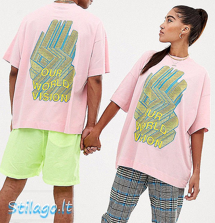 COLUSIÓN Camiseta unisex estampada en rosa-verde