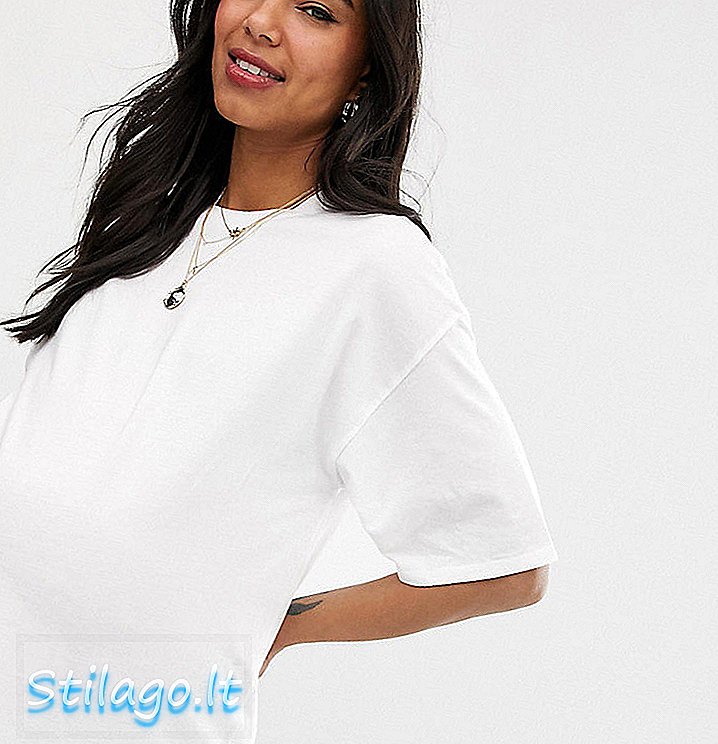 ASOS DESIGN Super übergroßes Mutterschafts-T-Shirt mit Waschung in Weiß
