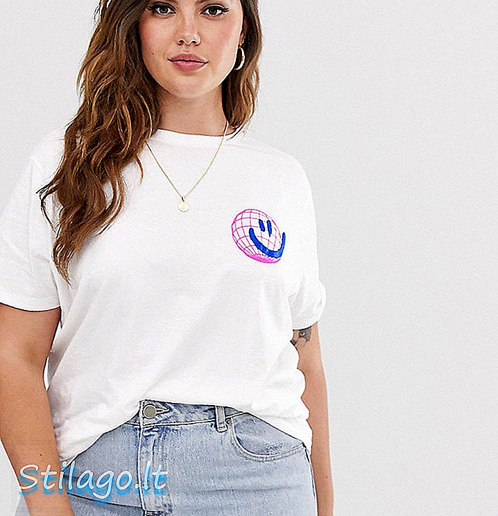 ASOS DESIGN 오가닉 코튼 화이트 레이브 소재의 커브 티셔츠