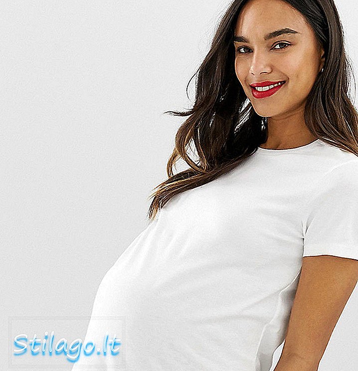 ASOS DESIGN Ostateczna koszulka ciążowa z okrągłym wycięciem pod szyją w kolorze białym