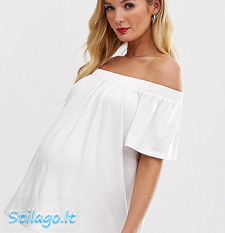 ASOS DESIGN - Top bianco con spalle scoperte in maternità