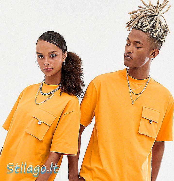 COLLUSION Unisex tryckt logotyp t-shirt-Orange