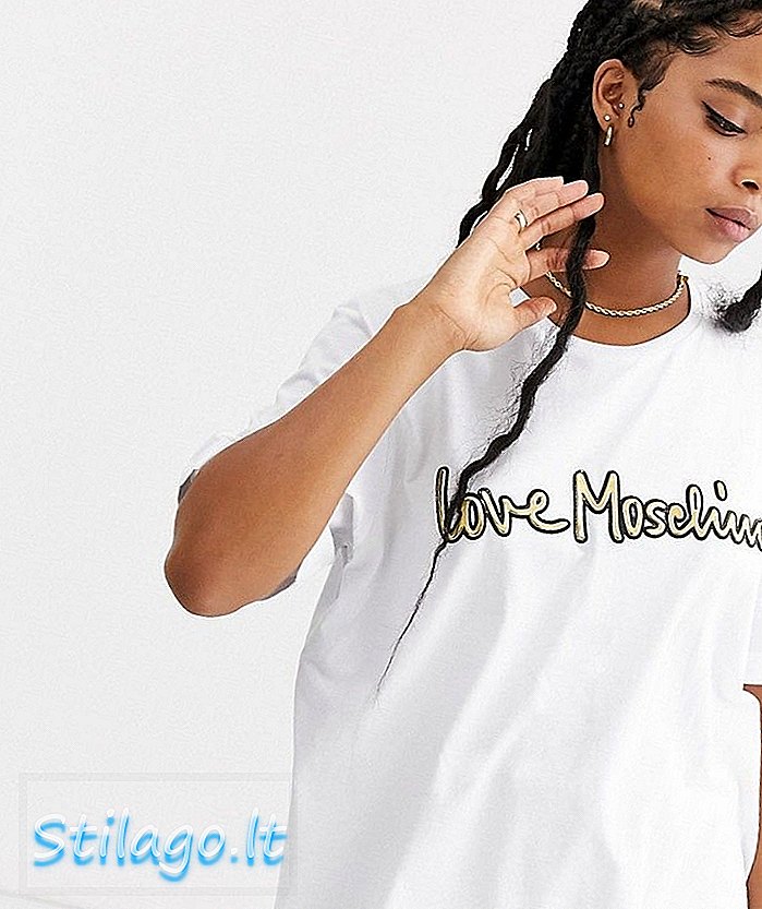 Áo thun Moschino tình yêu có logo kim loại-Trắng