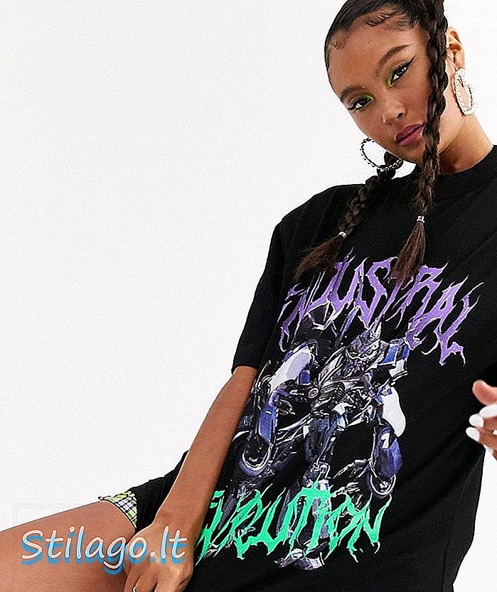 T-shirt oversize Jaded London avec graphique grunge robot-Noir