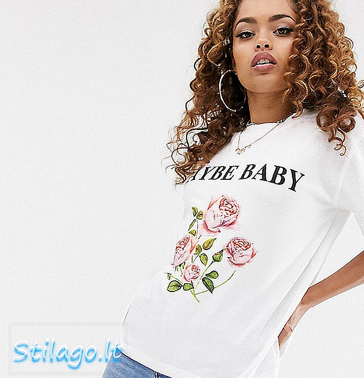 Missguided Petite quizás camiseta con eslogan para bebé en blanco