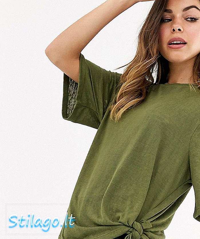 ASOS DESIGN opuštena majica s čipkastom bojom - Zelena