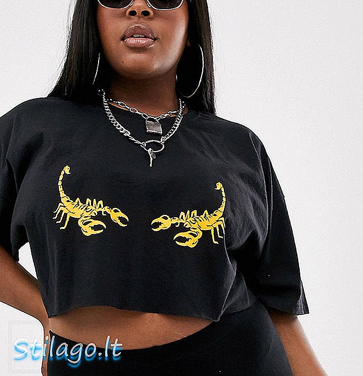 New Girl Order Curve cropped t-shirt met scorpion graphic-Black