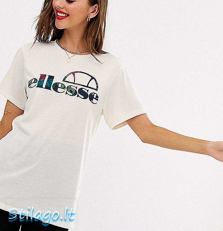 Ellesse ανακυκλωμένο χαλαρό μπλουζάκι με μπροστινή παλάμη λογότυπο-Μπεζ
