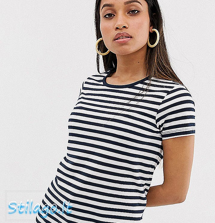 ASOS DESIGN Petite t-skjorte med besetningshals i stripe-Multi