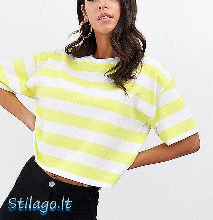 ASOS DESIGN Vysoké nadrozměrné tričko s dlouhým rukávem v neonovém pruhu-žluté
