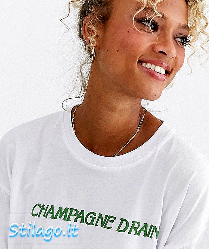 ASOS DESIGN T-Shirt mit Champagner-Abflussmotiv-Weiß