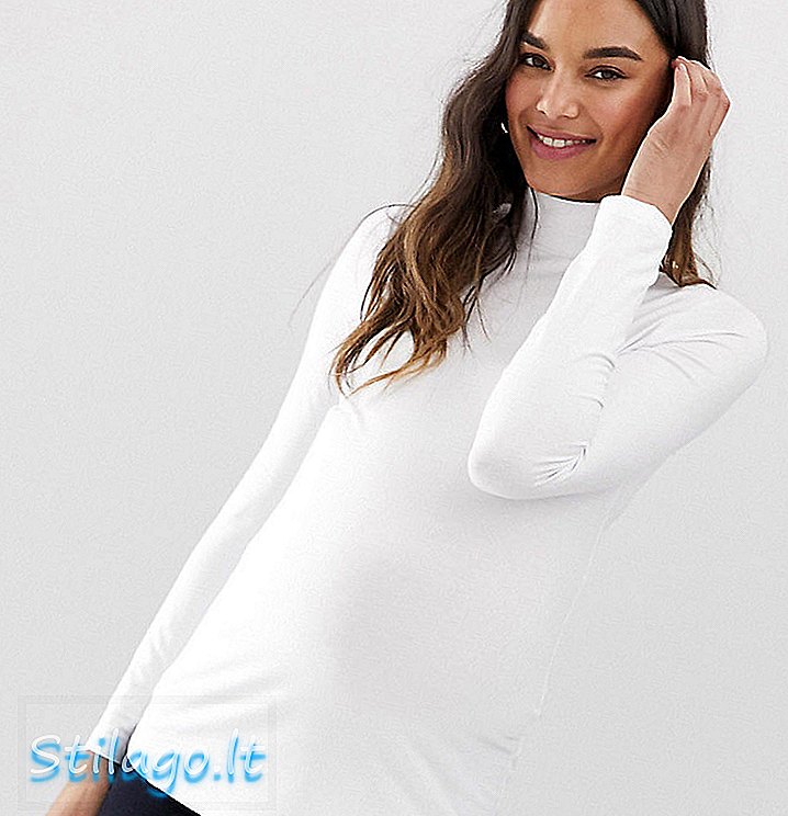 ASOS DESIGN Maternity - Top à manches longues et col roulé - Blanc