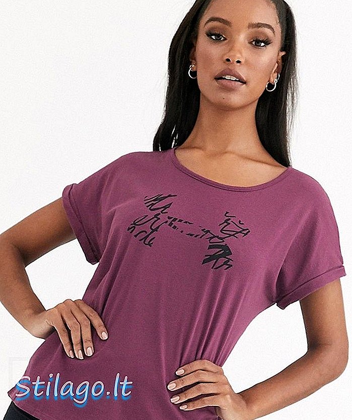 जांभळ्या रंगात आर्मर लोगो अंतर्गत टी-शर्ट
