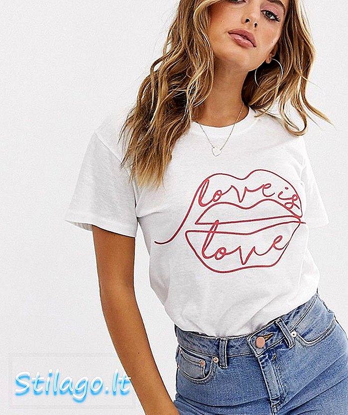 Boohoo aşk beyaz aşk sloganı t-shirt